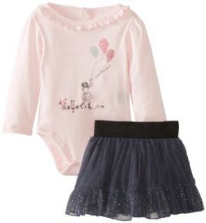 Calvin Klein Baby Girls Infant Bodysuit With Gray Skirt, Pink, 24 Months Clothing