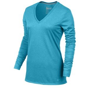 Nike Regular Longsleeve V Neck T Shirt   Womens   Training   Clothing   Gamma Blue