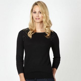 The Collection Black embellished shoulder jumper