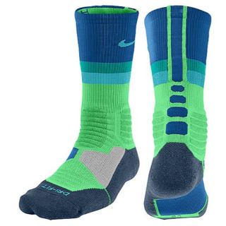 Nike Hyperelite Fanatical Crew Socks   Basketball   Accessories   Light Lucid Green/Military Blue/Polarized Blue