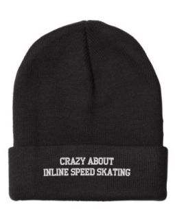Fastasticdeal Crazy About Inline Speed Skating Embroidered Beanie Cap Clothing
