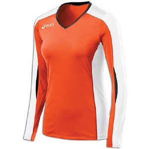 ASICS� Roll Shot Long Sleeve Jersey   Womens   Volleyball   Clothing   Orange/White
