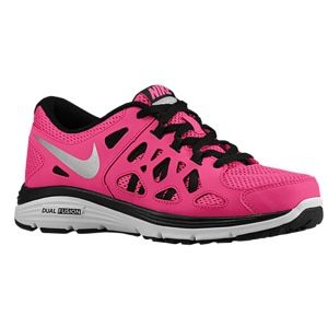 Nike Dual Fusion Run 2   Girls Grade School   Running   Shoes   Pure Platinum/Midnight Navy/Pink Glow/Venom Green