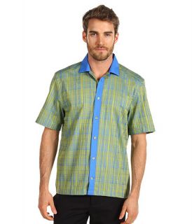 Versace Collection Printed Short Sleeve Shirt with Contrast Light Green