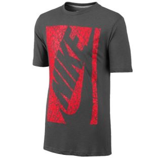 Nike Oversized Shattered Futura T Shirt   Mens   Casual   Clothing   Dark Grey/Dark Grey Heather/Laser Crimson