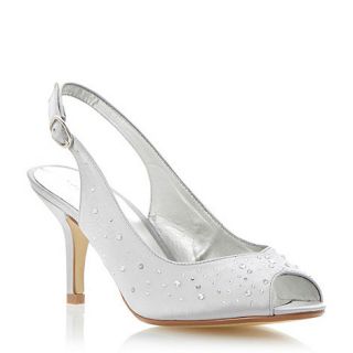 Roland Cartier Silver diamante slingback heeled court shoe