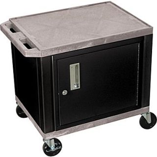 H Wilson 26(H) 2 Shelves Tuffy AV Cart W/Black Cabinet & Electrical Attachment, Gray