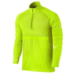 Nike Dri FIT Knit Long Sleeve 1/2 Zip Top   Mens   Running   Clothing   Volt/Heather/Reflective Silver