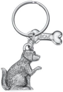 Danforth Dog and Bone Pewter Keyring  Key Tags And Chains 