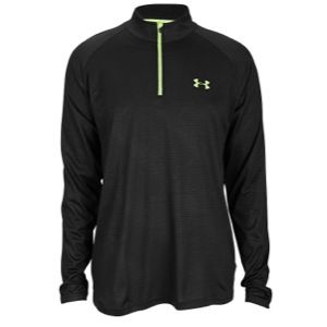 Under Armour Lightweight Tech 1/4 Zip L/S T Shirt   Mens   Running   Clothing   Black/Hyper Green