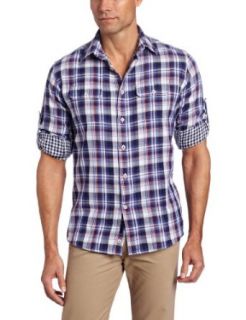 Benson Men's Duff Long Sleeve 2 Pocket Pattern Woven Shirt at  Mens Clothing store