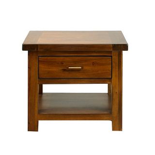 Acacia Elba side table with single drawer