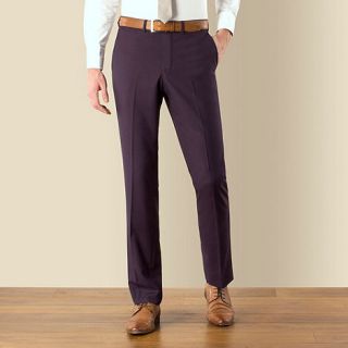 Red Herring Purple plain weave slim fit suit trouser