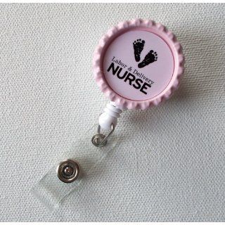 Labor and Delivery Nurse Baby Pink   ID Badge Holder   Badge Reel   Name Tag Badge   Nurse ID Badge Clip
