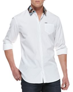 Mens Camo Print Collar Shirt, White   Dsquared2   White (50)