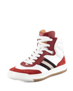 Mens Atlanta Colorblock Hi Top Sneaker   Bally   White/Red (9.0D)
