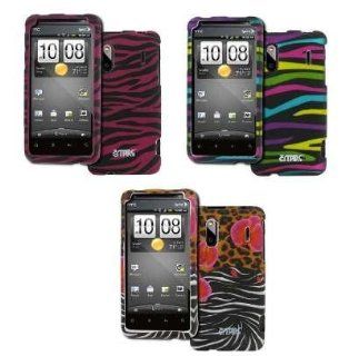 EMPIRE HTC EVO Design 4G 3 Pack of Snap on Case Covers (Hot Pink Zebra, Multi Zebra, Orchid Safari) Cell Phones & Accessories