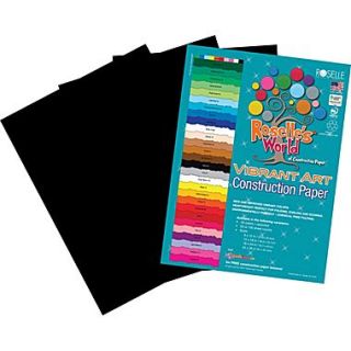 Roselle Vibrant Art Construction Paper, 24 x 36, Black, 50 Sheets