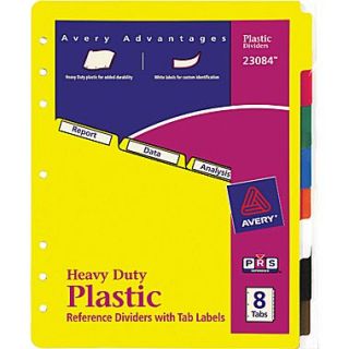 Avery 8 Tab Set, Plastic Dividers with Tab Labels