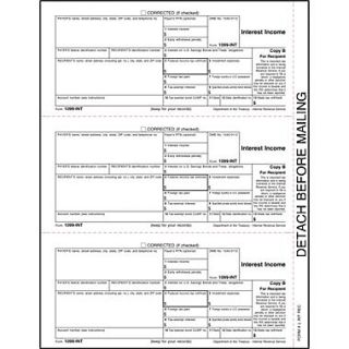 TOPS 1099INT Tax Form, 1 Part, Payer/State   Copy C, White, 8 1/2 x 11, 50 Sheets/Pack