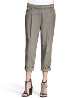 Womens Slouchy Single Pleat Pants   Brunello Cucinelli   Military (42/6)