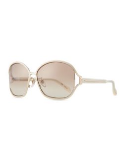 Shiny Metal Frame Sunglasses   Carolina Herrera   Gold