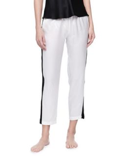 Womens Striped Silk Pants, Black/Warm White   Josie   Blk w/ warm white (X 