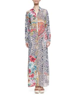 Radiant Printed Button Front Maxi Shirtdress, Womens   Johnny Was Collection  