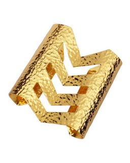 Hammered 22k Gold Chevron Cuff   Nest   Gold