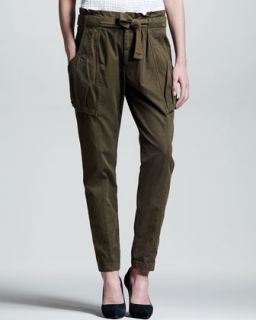 Womens Randall Slim Belted Pants   A.L.C.   Army (6)