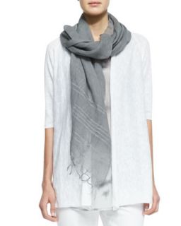 Sequined Striped Linen Scarf   Eileen Fisher   Pewter (ONE SIZE)