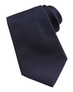Mens Woven Textured Stripe Silk Tie, Navy   Ermenegildo Zegna   Navy
