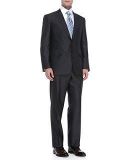 Mens Tic Pattern Suit, Charcoal   Brioni   Grey (44L)