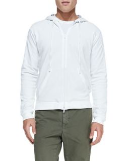 Mens Jersey Lined Knit Hoodie, White   Vince   White (MEDIUM)