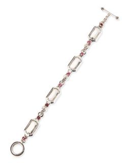 Silver Rock Crystal & Pink Tourmaline Bracelet   Stephen Dweck   Clear/Pink