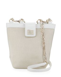 Woven Chain Strap Shoulder Bag, White   GF Ferre