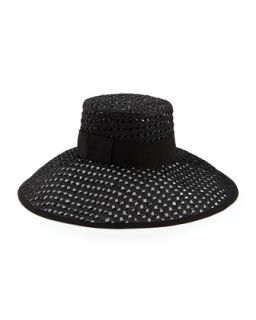 crochet wide brim sun hat, black   Kate Spade   Black