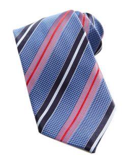 Mens Textured Striped Silk Tie, Blue   Ermenegildo Zegna   Blue