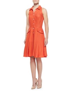 Womens Alohi Sleeveless Linen Shirtdress   Elle Sasson   Orange (38 (US 4))