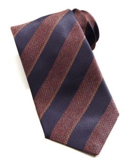 Mens Textured Stripe Silk Tie, Brown   Brioni   Brown