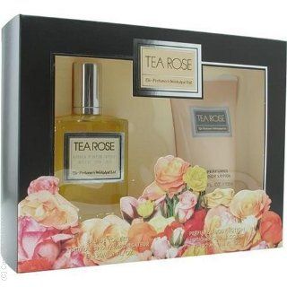 Tea Rose By Perfumers Workshop For Women. Set edt Spray 4 oz & Body Lotion 4.4 oz  Womens Perfume Gift Sets  Beauty