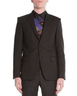 Mens Stretch Wool Print Lined Suit Jacket, Black   Givenchy   Black (54)
