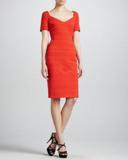 Womens Short Sleeve Scuba Jersey Dress, Red   Escada   Red (38/8)
