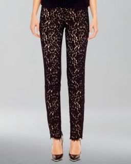 Womens Fitted Lace Pants   Michael Kors   Black (2)