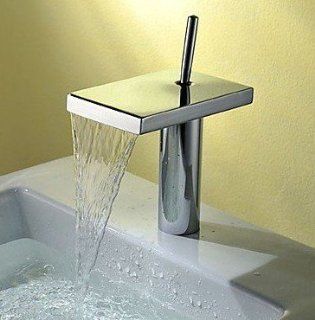 Contemporary Single Handle Waterfall Bathroom Sink Faucet Chrome Finish   Touch On Bathroom Sink Faucets  