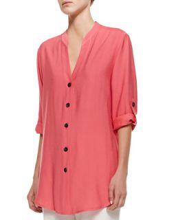 Womens Cabo Crinkle Easy Shirt   Caroline Rose   Flamingo (X SMALL (4/6))