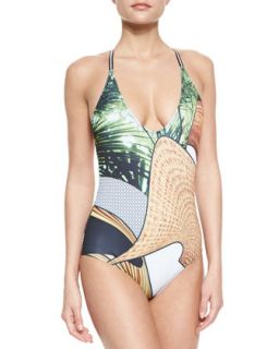 Womens Cuban  Printed One Piece Swimsuit   Clover Canyon   Multi (SMALL)