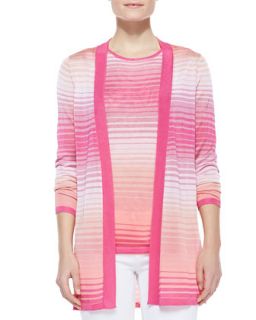Womens Ombre Knit Open Stitch Cardigan   Magaschoni   Pink ombre (SMALL(4 6))