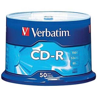Verbatim CD R 80MIN 700MB 52X Branded, Spindle, 50/Pack