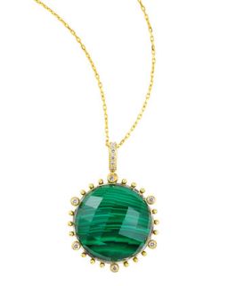 Tivoli Diamond & Malachite Pendant Necklace, 17L   Frederic Sage   Green